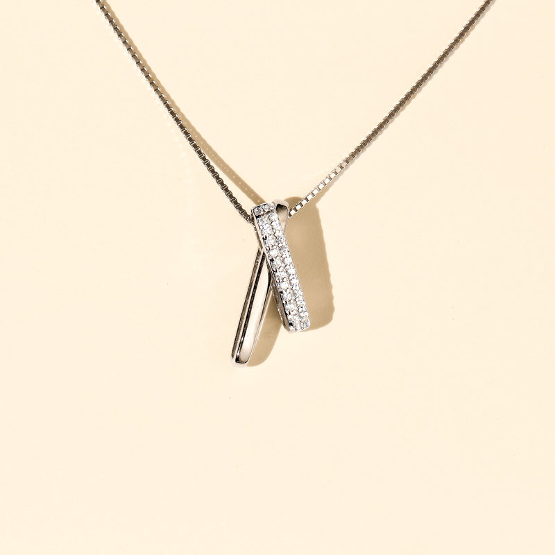 Linked For Life - Pave Clip Sterling Necklace