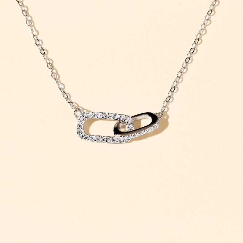 Linked For Life - Pave Diamond Sterling Necklace