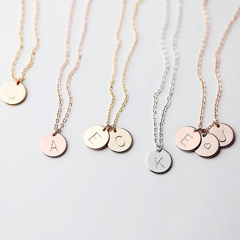 Stackable Initialized Disc Necklace