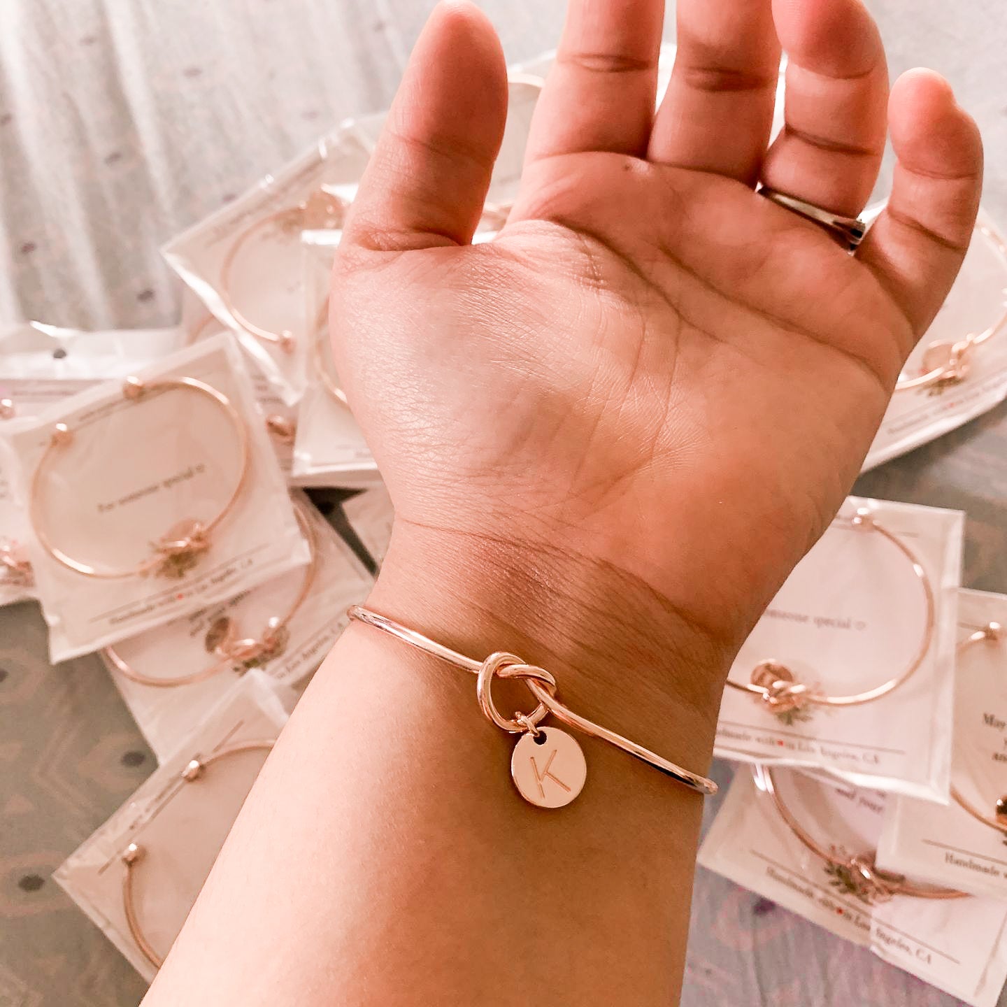 AC  "tie the knot" Heart Initial Bracelet