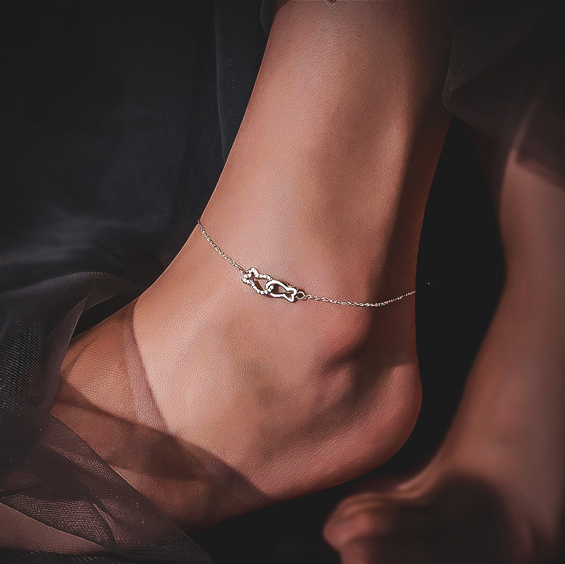 Intertwined Guppies - Sterling Silver Anklet