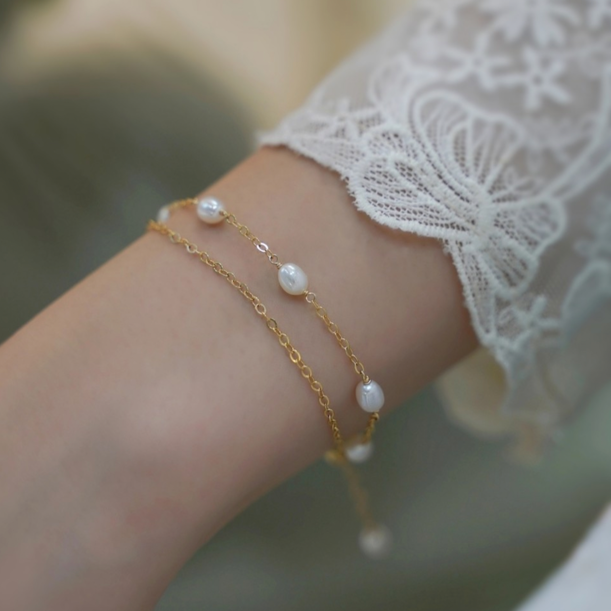 Dainty Genuine Pearls - Layered Bracelet