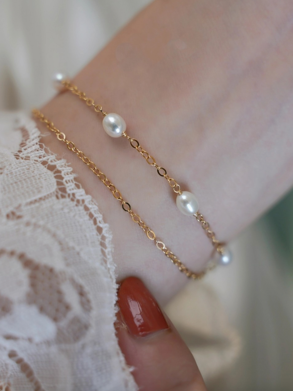 Dainty Genuine Pearls - Layered Bracelet