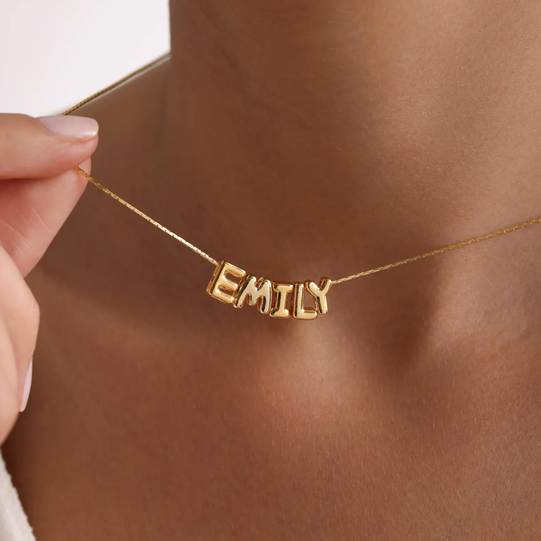 Bubble Letters - Name Necklace