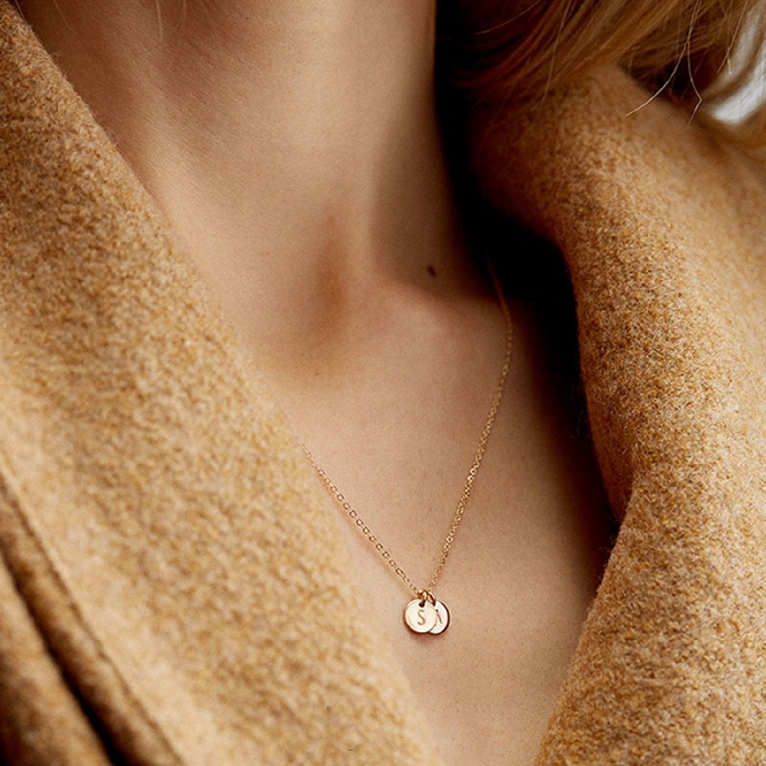 Stackable Initialized Disc Necklace